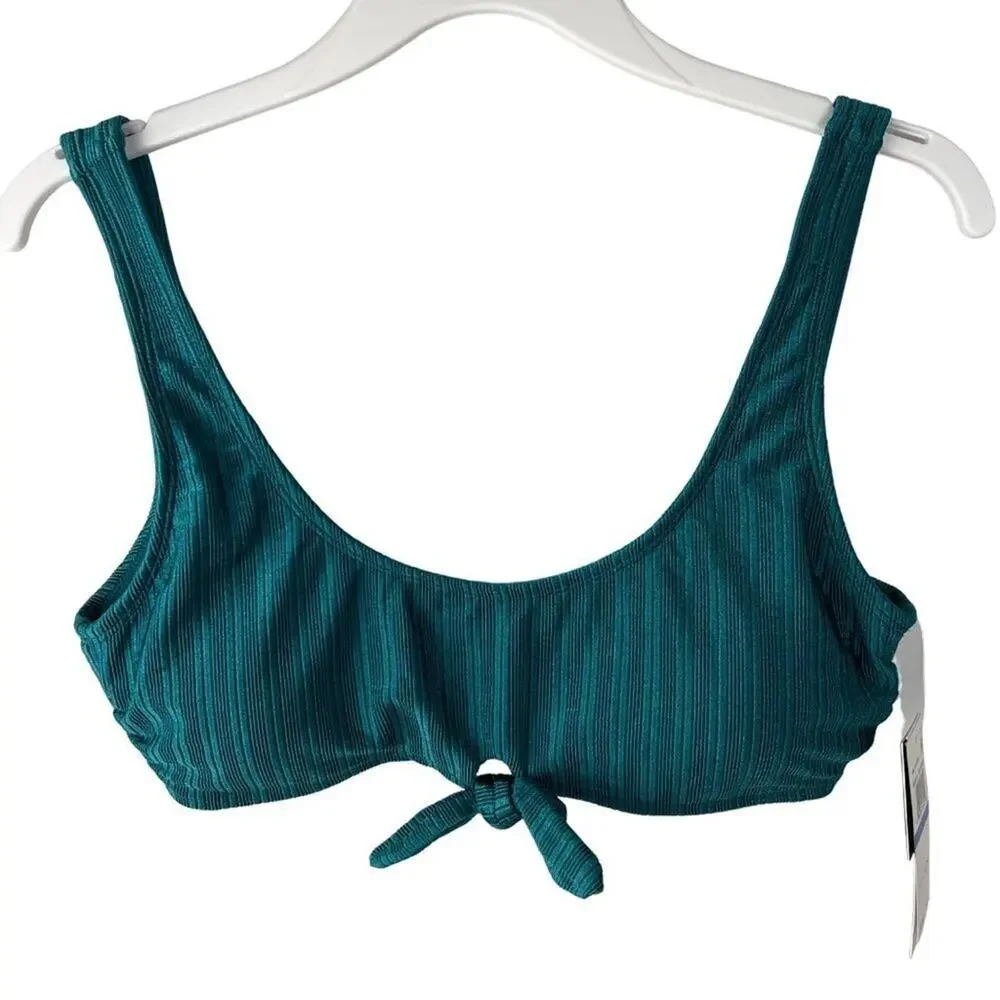 Salt + Cove Iridescent Teal Knot Bralette Bikini Top XL